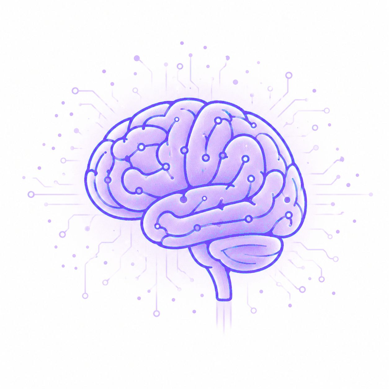 AI brain with connected data signals